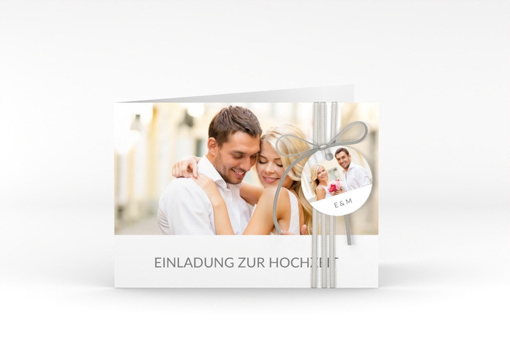 Hochzeitseinladung Vista A6 Klappkarte quer weiss