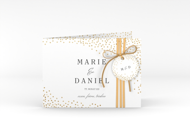 Hochzeitseinladung Glitter A6 Klappkarte quer