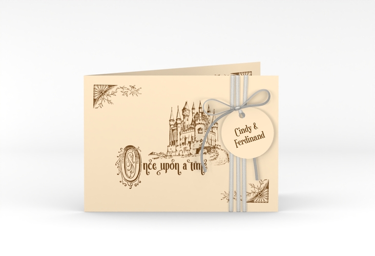 Hochzeitseinladung Storybook A6 Klappkarte quer hochglanz