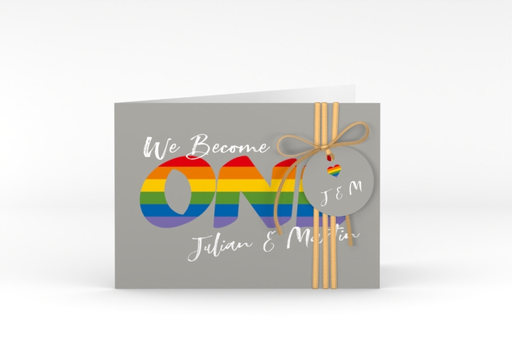 Hochzeitseinladung Pride A6 Klappkarte quer bunt