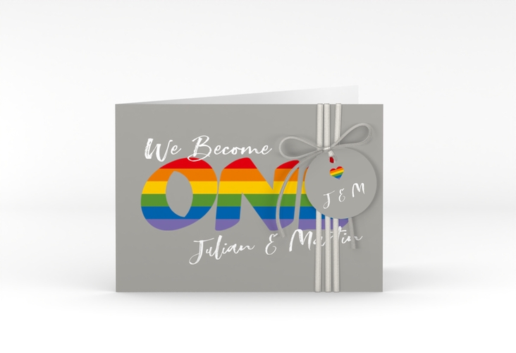 Hochzeitseinladung Pride A6 Klappkarte quer bunt