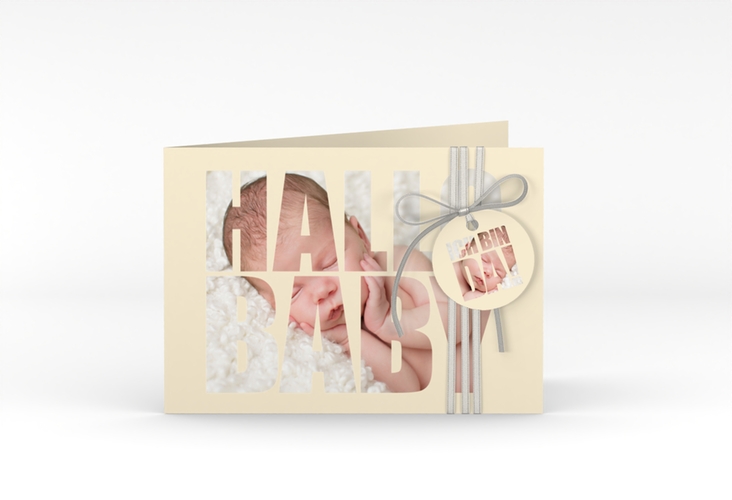 Geburtskarte Wunderlich A6 Klappkarte quer beige