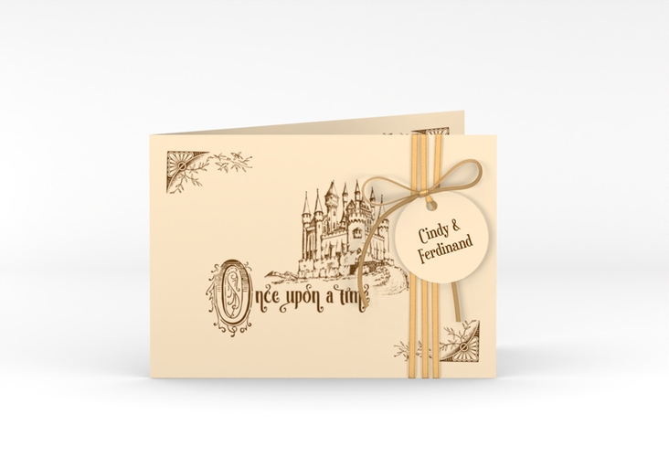 Hochzeitseinladung Storybook A6 Klappkarte quer