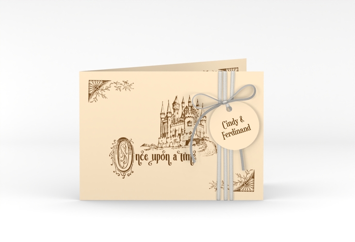 Hochzeitseinladung Storybook A6 Klappkarte quer