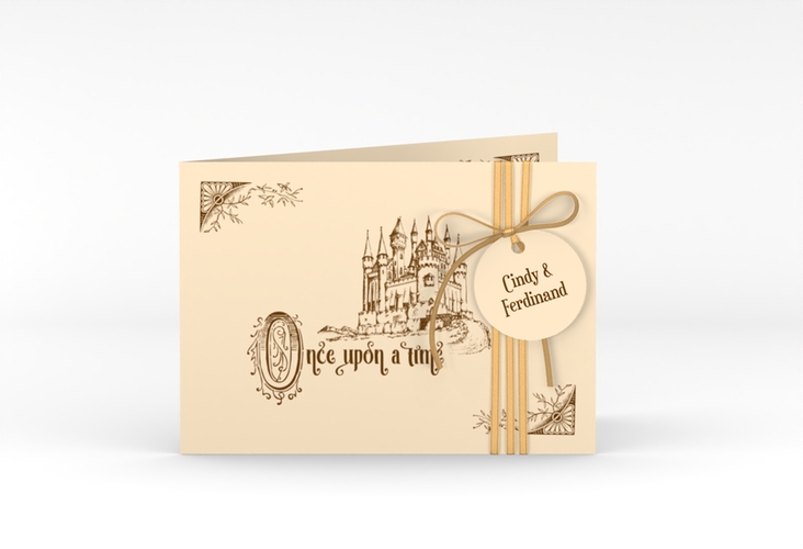 Hochzeitseinladung Storybook A6 Klappkarte quer