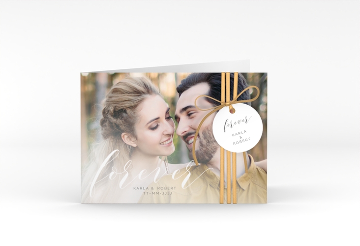 Hochzeitseinladung Promise A6 Klappkarte quer weiss