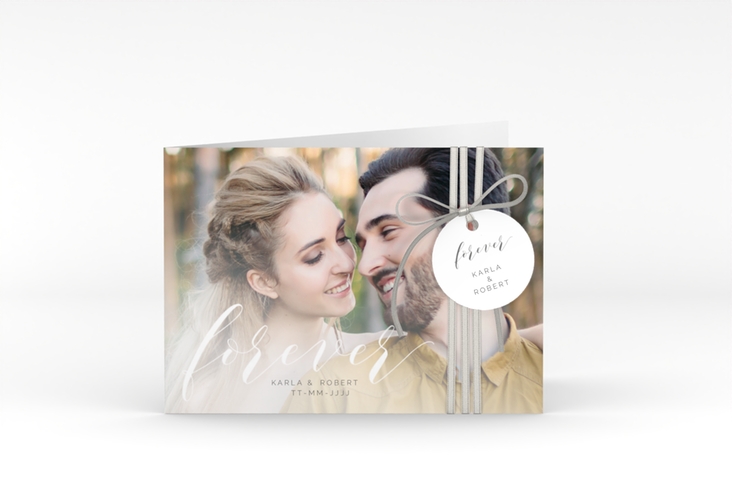 Hochzeitseinladung Promise A6 Klappkarte quer weiss