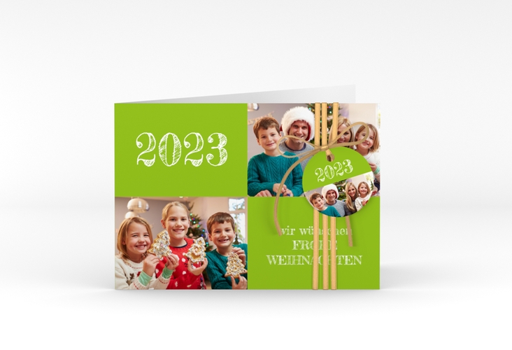 Weihnachtskarte Besinnlichkeit A6 Klappkarte quer hochglanz zum Personalisieren mit Jahreszahl