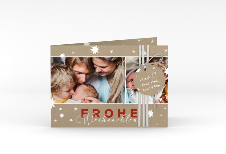Weihnachtskarte Schneeglanz A6 Klappkarte quer