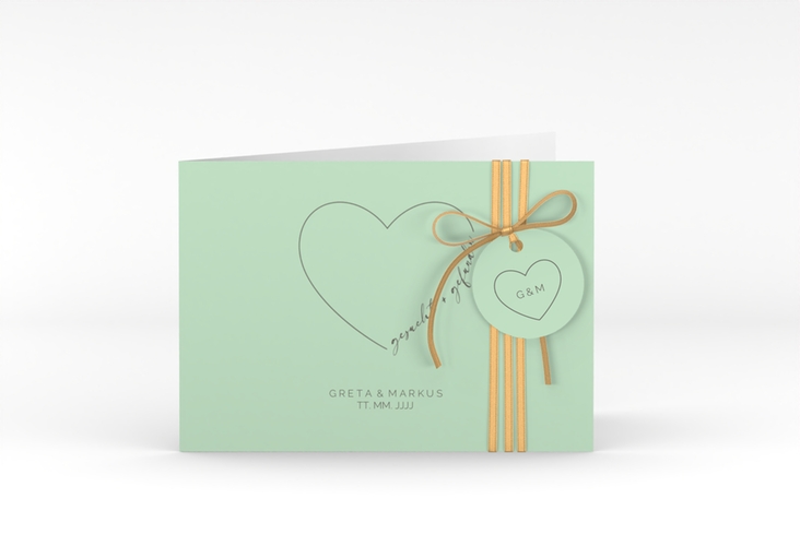 Hochzeitseinladung Lebenstraum A6 Klappkarte quer mint
