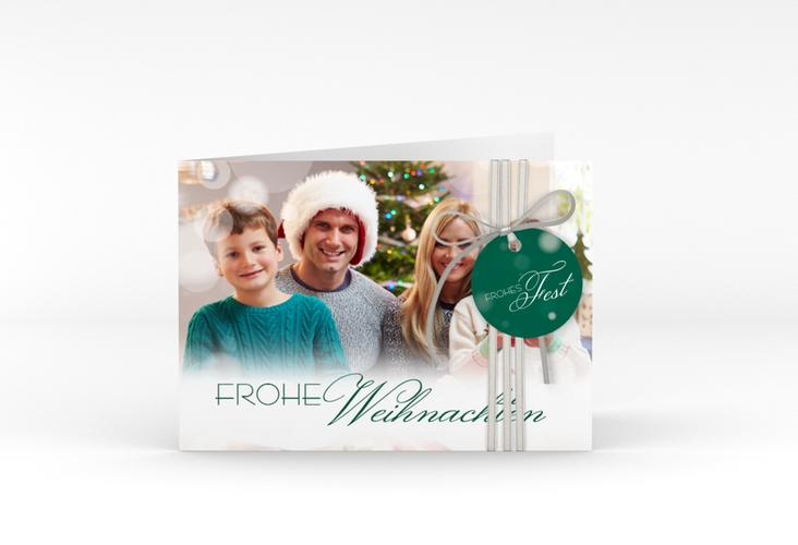 Weihnachtskarte Familienzeit A6 Klappkarte quer gruen