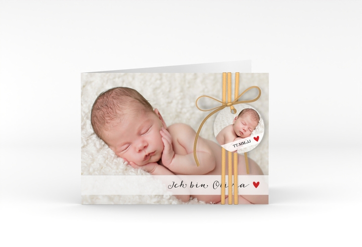 Geburtskarte Zauberhaft A6 Klappkarte quer weiss