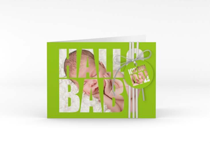 Geburtskarte Wunderlich A6 Klappkarte quer gruen hochglanz