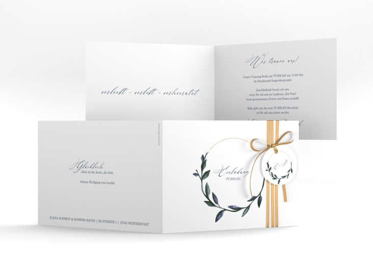 Hochzeitseinladung Botanica A6 Klappkarte quer