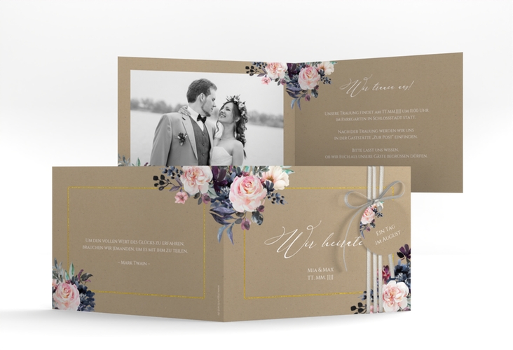 Hochzeitseinladung Abendlicht A6 Klappkarte quer