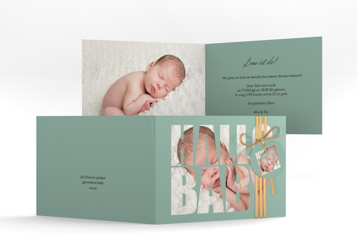 Geburtskarte Wunderlich A6 Klappkarte quer gruen hochglanz