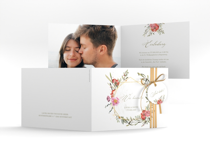 Hochzeitseinladung Sommergarten A6 Klappkarte quer