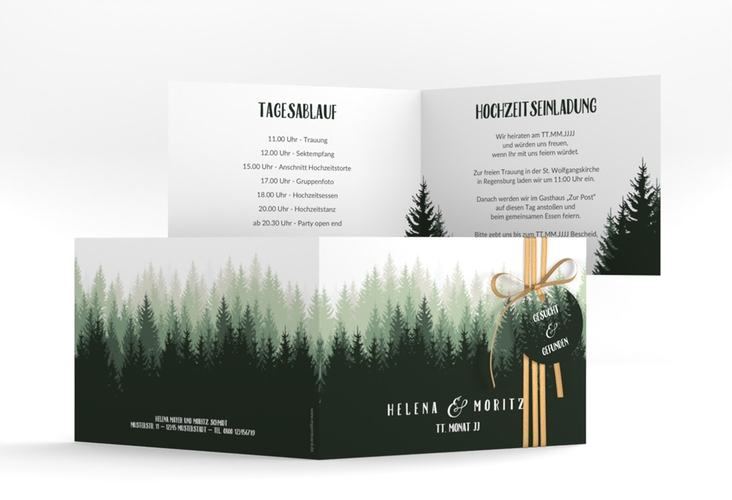 Hochzeitseinladung Forest A6 Klappkarte quer hochglanz