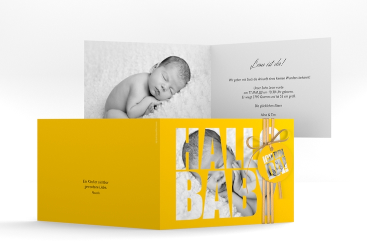 Geburtskarte Wunderlich A6 Klappkarte quer gelb hochglanz