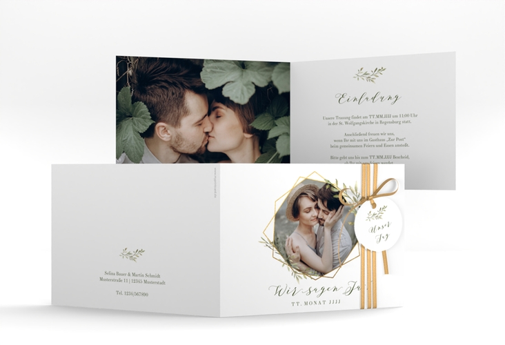 Hochzeitseinladung Acacia A6 Klappkarte quer