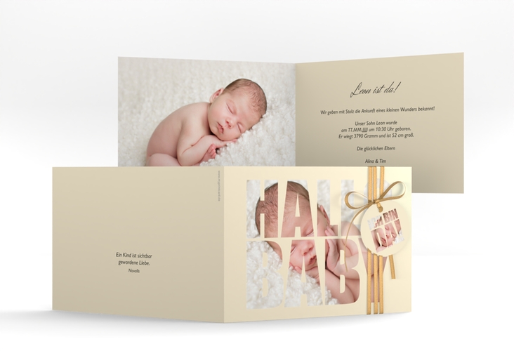Geburtskarte Wunderlich A6 Klappkarte quer beige