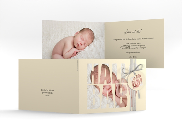 Geburtskarte Wunderlich A6 Klappkarte quer beige