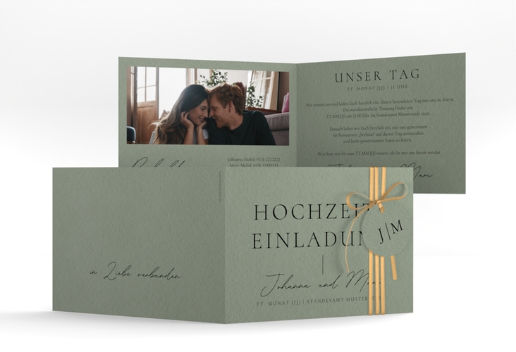 Hochzeitseinladung Hochzeitsfreude A6 Klappkarte quer gruen