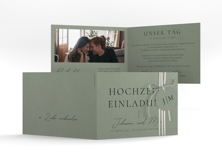 Hochzeitseinladung Hochzeitsfreude A6 Klappkarte quer gruen