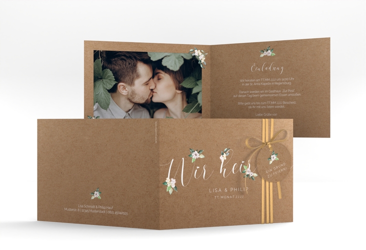 Hochzeitseinladung Inlove A6 Klappkarte quer hochglanz