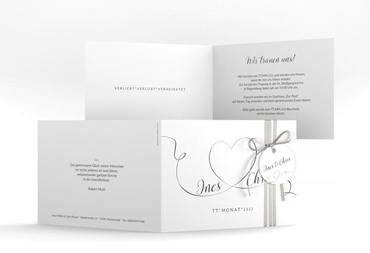 Hochzeitseinladung Dolce A6 Klappkarte quer hochglanz