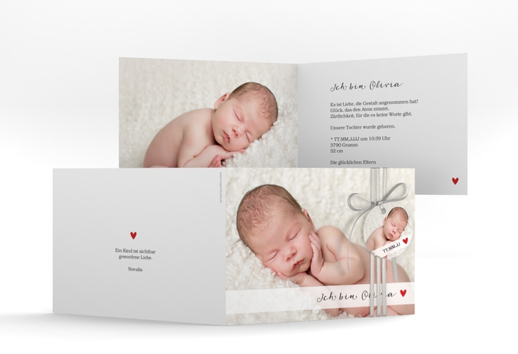 Geburtskarte Zauberhaft A6 Klappkarte quer weiss