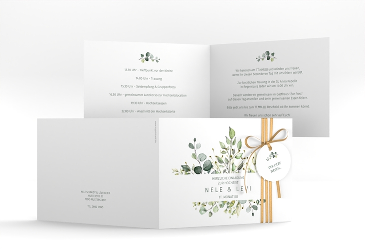 Hochzeitseinladung Enchanting A6 Klappkarte quer weiss hochglanz