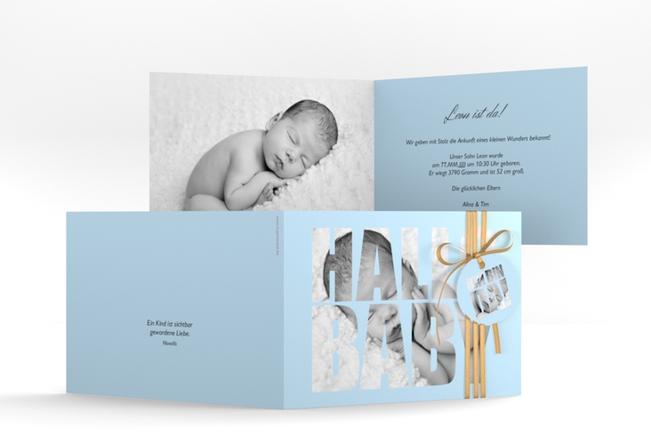 Geburtskarte Wunderlich A6 Klappkarte quer blau hochglanz