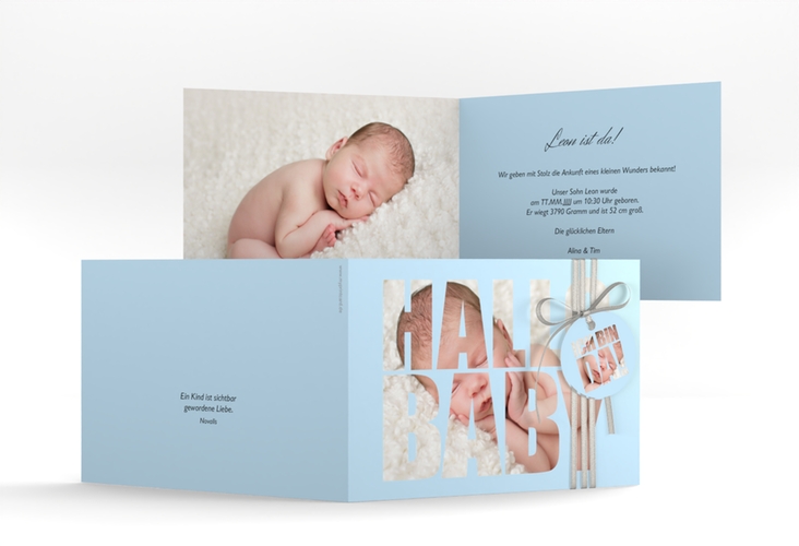 Geburtskarte Wunderlich A6 Klappkarte quer blau