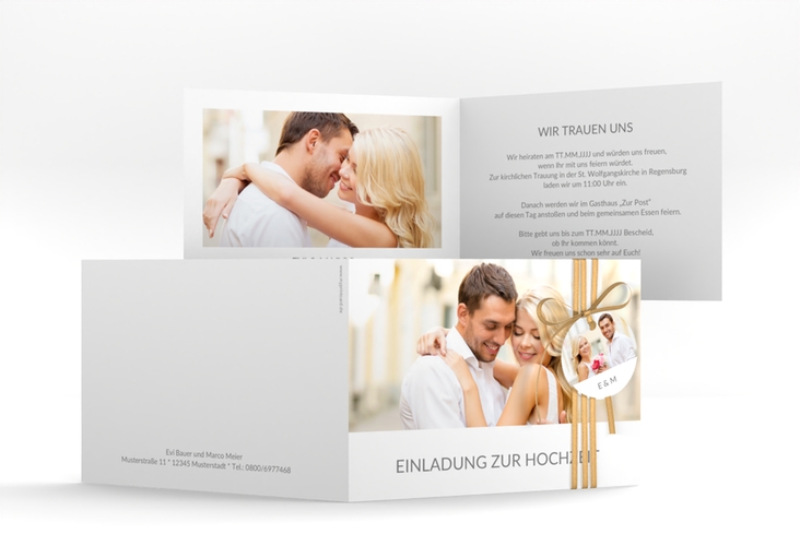 Hochzeitseinladung Vista A6 Klappkarte quer weiss