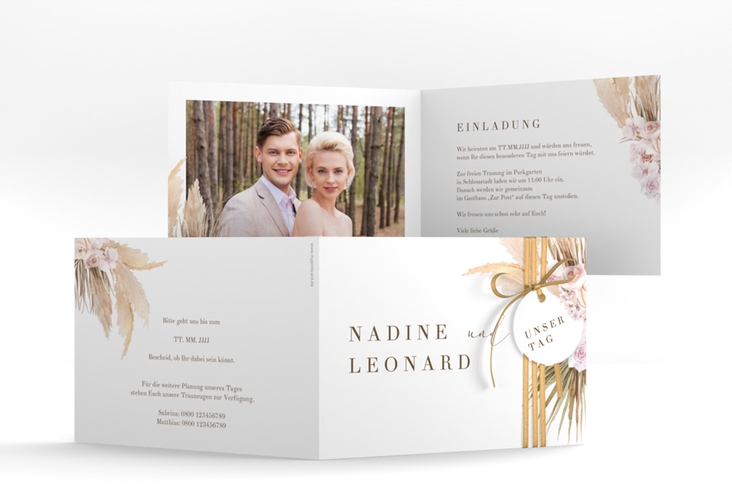 Hochzeitseinladung Nude A6 Klappkarte quer