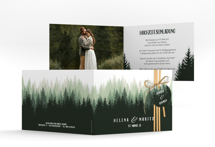Hochzeitseinladung Forest A6 Klappkarte quer
