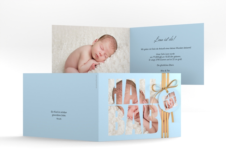 Geburtskarte Wunderlich A6 Klappkarte quer blau hochglanz