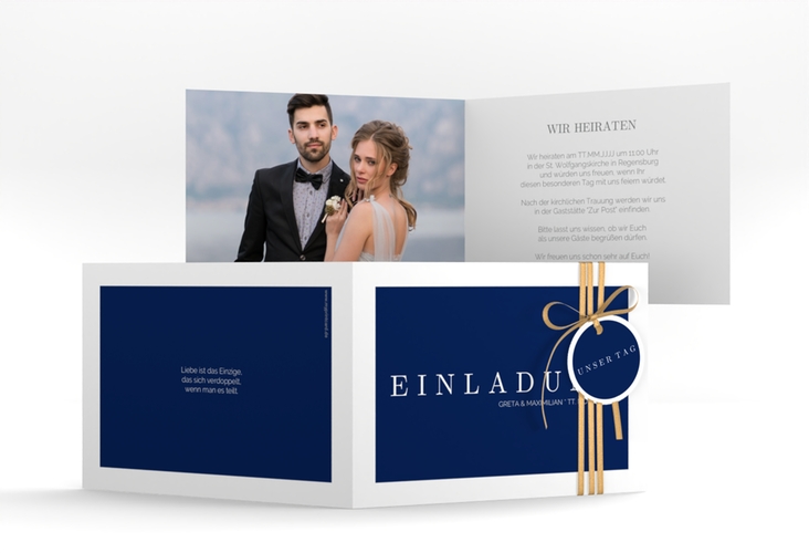 Hochzeitseinladung Simply A6 Klappkarte quer