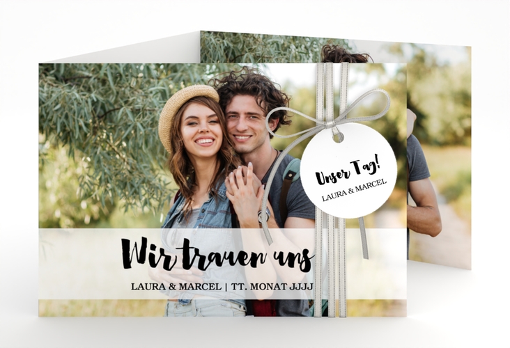 Hochzeitseinladung Mirage A6 Doppel-Klappkarte weiss