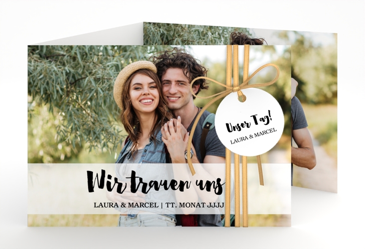 Hochzeitseinladung Mirage A6 Doppel-Klappkarte weiss
