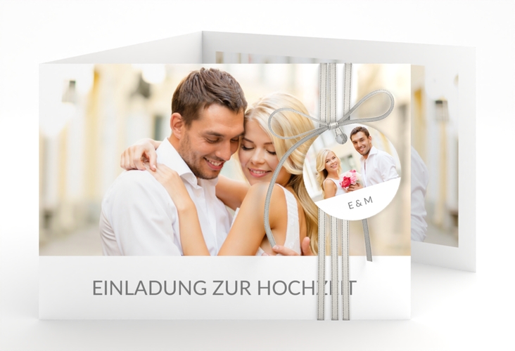 Hochzeitseinladung Vista A6 Doppel-Klappkarte weiss