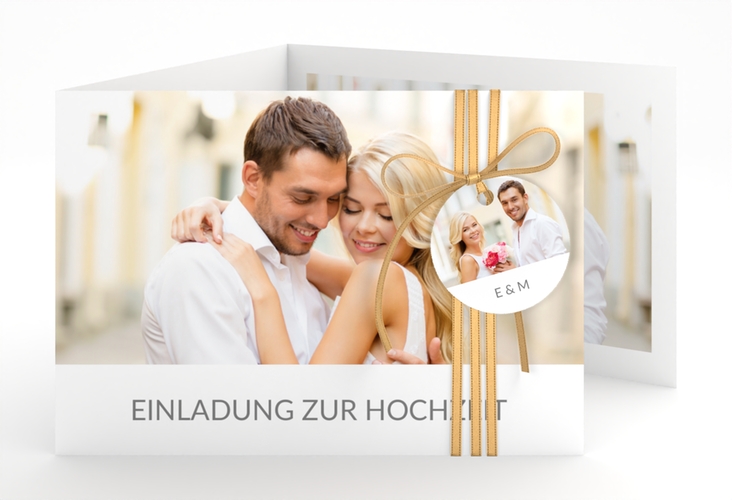 Hochzeitseinladung Vista A6 Doppel-Klappkarte weiss