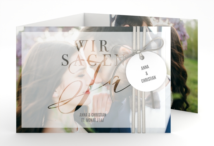 Hochzeitseinladung Amazing A6 Doppel-Klappkarte weiss