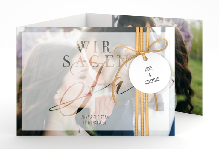 Hochzeitseinladung Amazing A6 Doppel-Klappkarte weiss