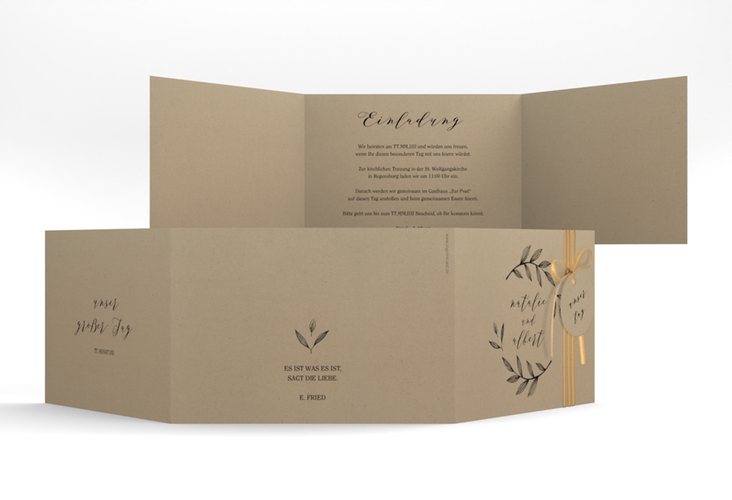 Hochzeitseinladung Naturelove A6 Doppel-Klappkarte schwarz hochglanz