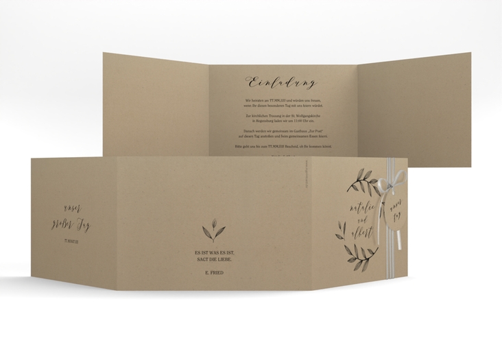 Hochzeitseinladung Naturelove A6 Doppel-Klappkarte schwarz hochglanz
