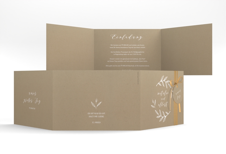 Hochzeitseinladung Naturelove A6 Doppel-Klappkarte weiss hochglanz