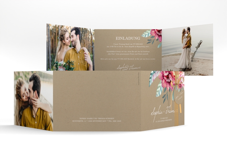 Hochzeitseinladung Blooming A6 Doppel-Klappkarte