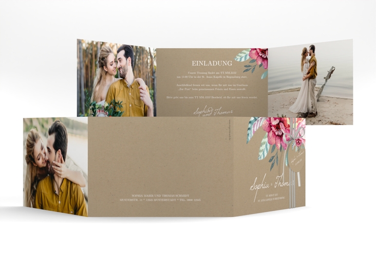 Hochzeitseinladung Blooming A6 Doppel-Klappkarte